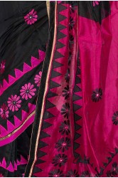 Beautiful cotton Handloom saree applique work with BP HLS002