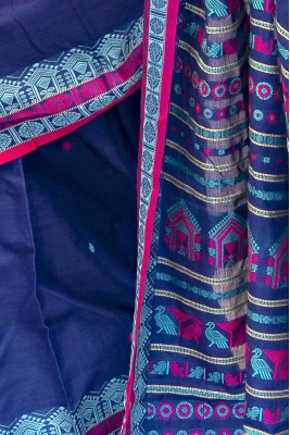 Best Khadi cotton saree Ashami work with blouse Piece KCS008