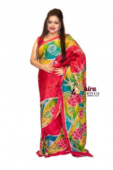Beautiful Multicolor Murshidabad silk saree with BP BSS006